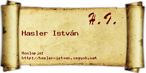 Hasler István névjegykártya
